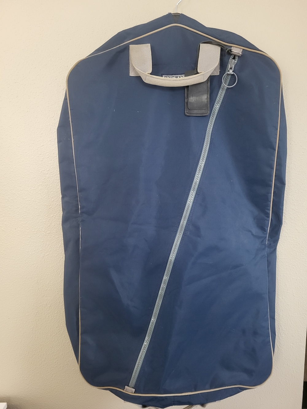 Land’s End Blue Garment Bag Travel Nylon Canvas Zip front ID Tag